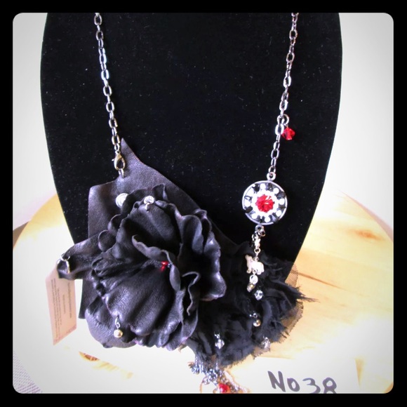 Leather chain Swarovski 4in1 wear necklace cuff Gothic Mera Luna - Picture 5 of 9